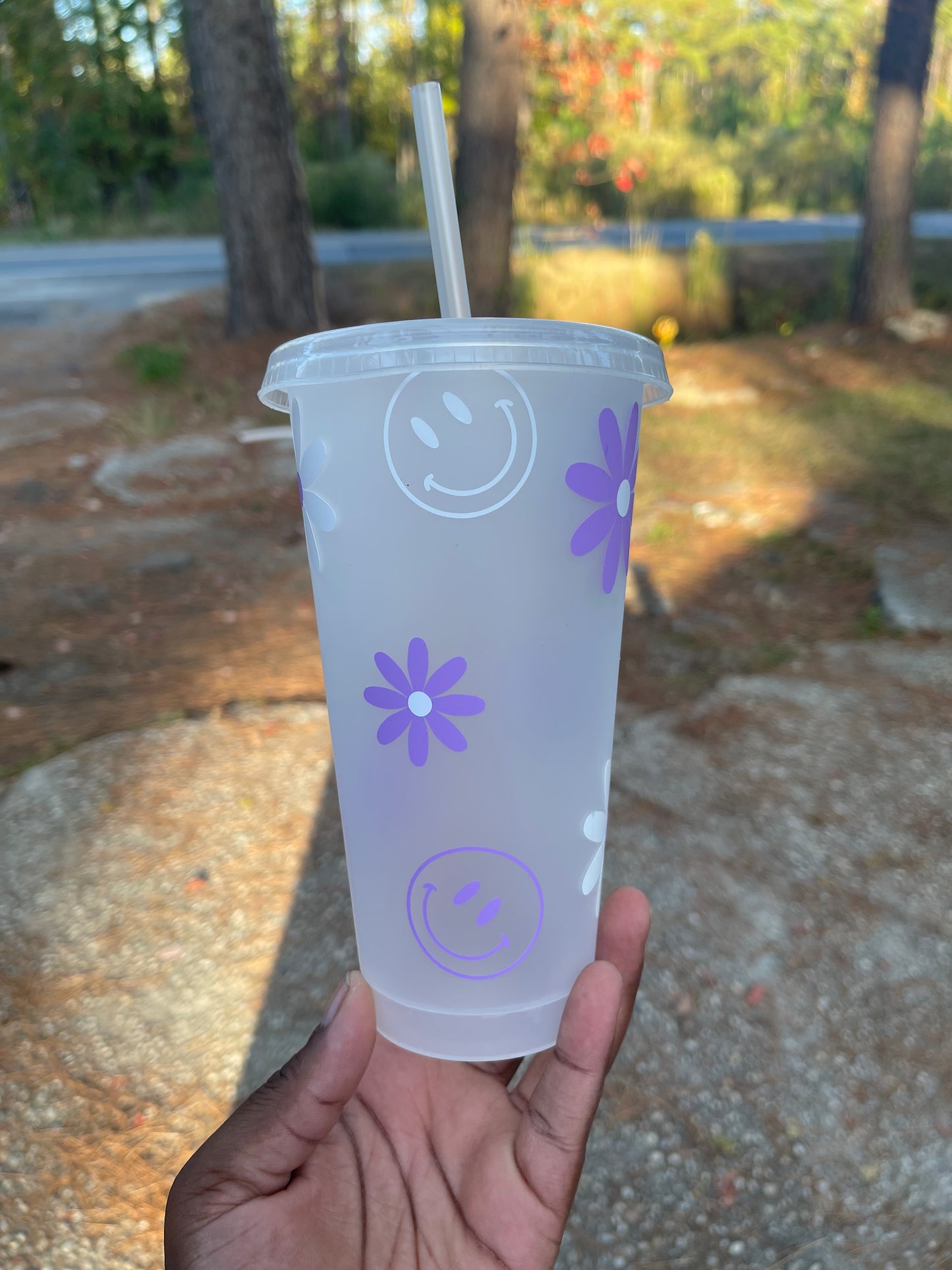 Purple Flower Cold Cup