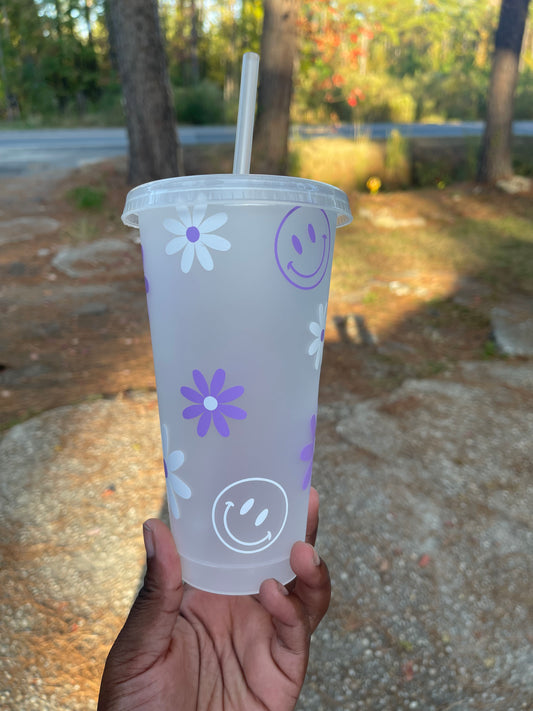 Purple Flower Cold Cup