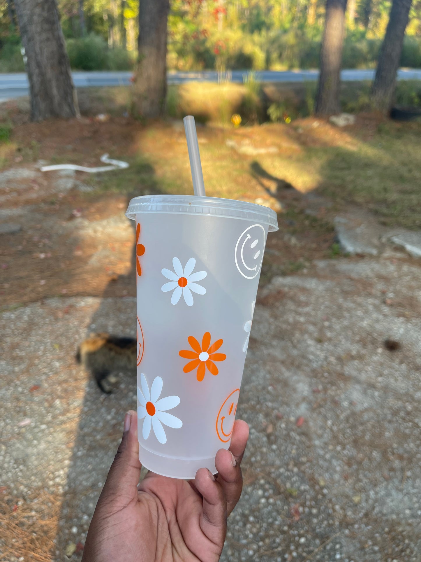 Orange Flower Cold Cup