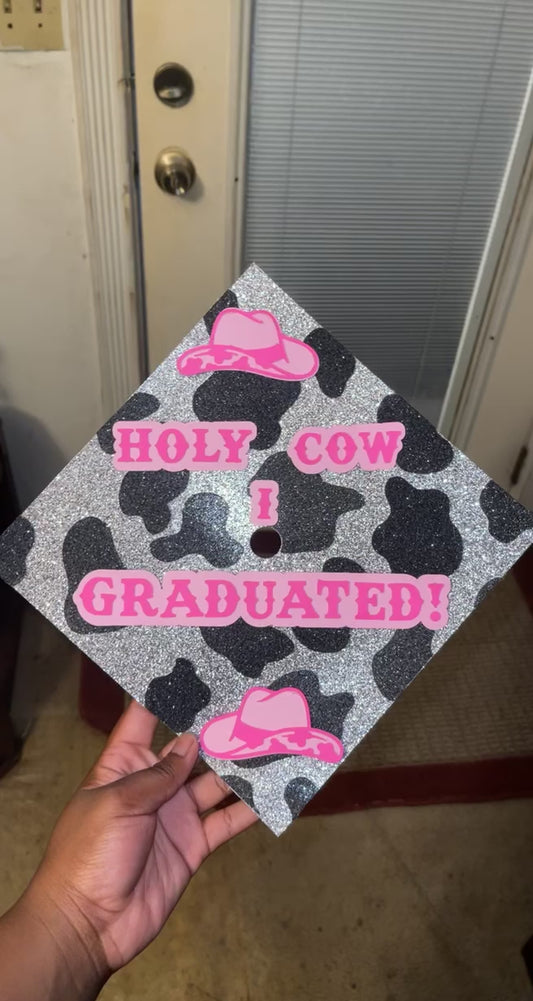 Holy Cow Grad Cap Topper